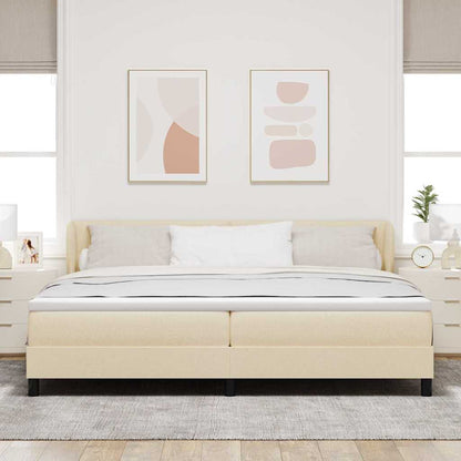 Postel S Boxspringem S Čelo Krémová 200 X 200 Cm Textil