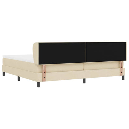 Postel S Boxspringem S Čelo Krémová 200 X 200 Cm Textil