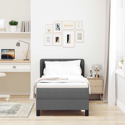 Postel S Boxspringem S Čelo Tmavě Šedá 80 X 200 Cm Textil