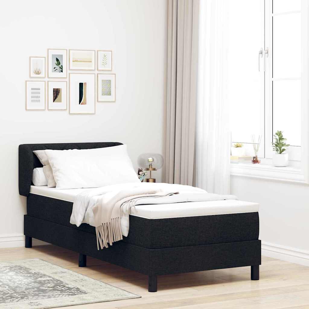 Postel S Boxspringem S Čelo Černá 80 X 200 Cm Textil