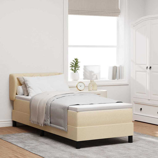Postel S Boxspringem S Čelo Krémová 80 X 200 Cm Textil