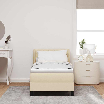 Postel S Boxspringem S Čelo Krémová 80 X 200 Cm Textil