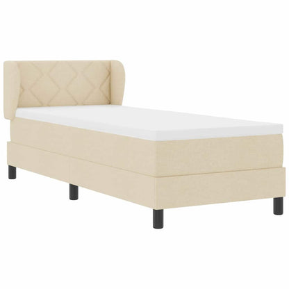 Postel S Boxspringem S Čelo Krémová 80 X 200 Cm Textil