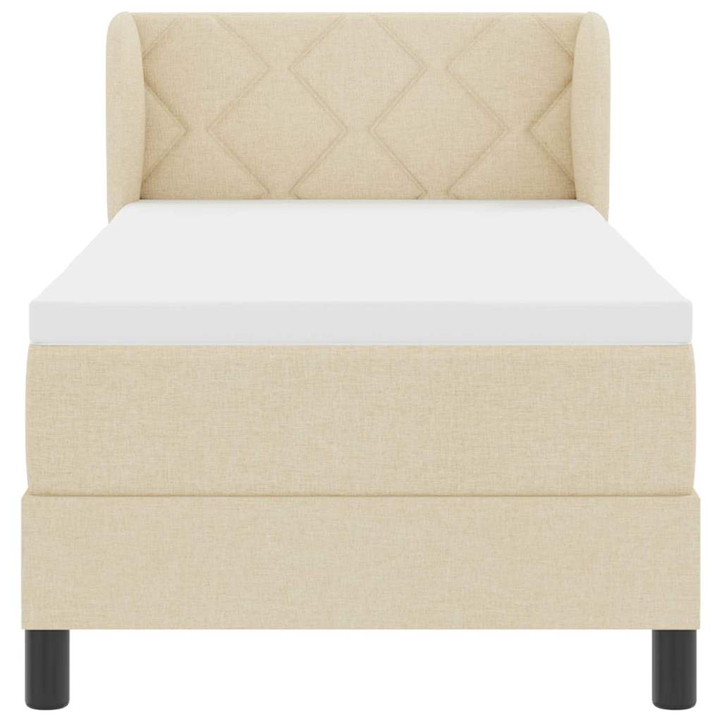 Postel S Boxspringem S Čelo Krémová 80 X 200 Cm Textil