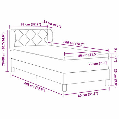 Postel S Boxspringem S Čelo Krémová 80 X 200 Cm Textil