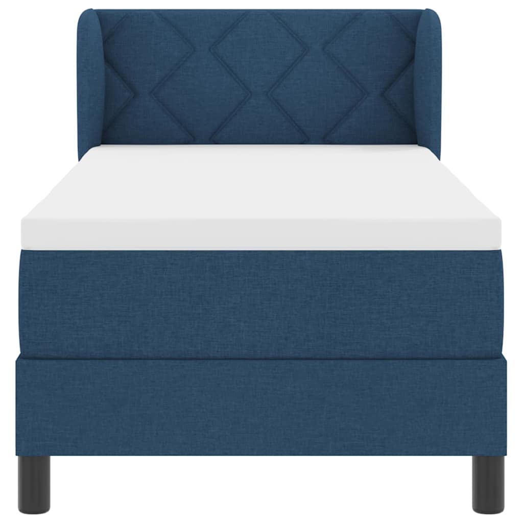 Postel S Boxspringem S Čelo Modrá 80 X 200 Cm Textil