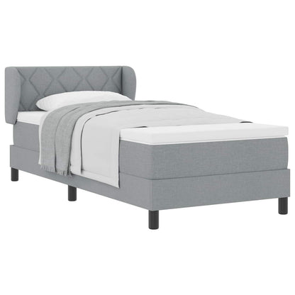 Postel S Boxspringem S Čelo Světle Šedá 90 X 190 Cm Textil