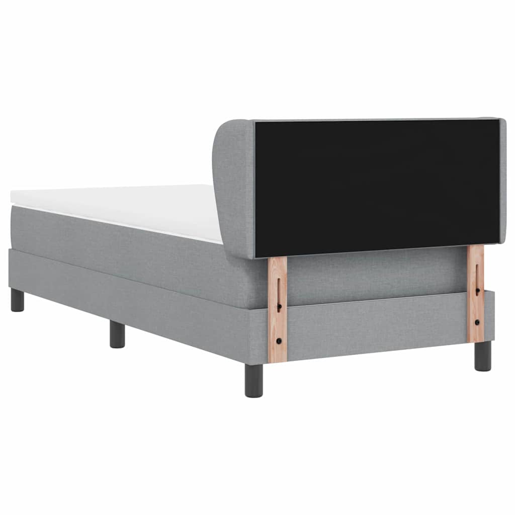 Postel S Boxspringem S Čelo Světle Šedá 90 X 190 Cm Textil