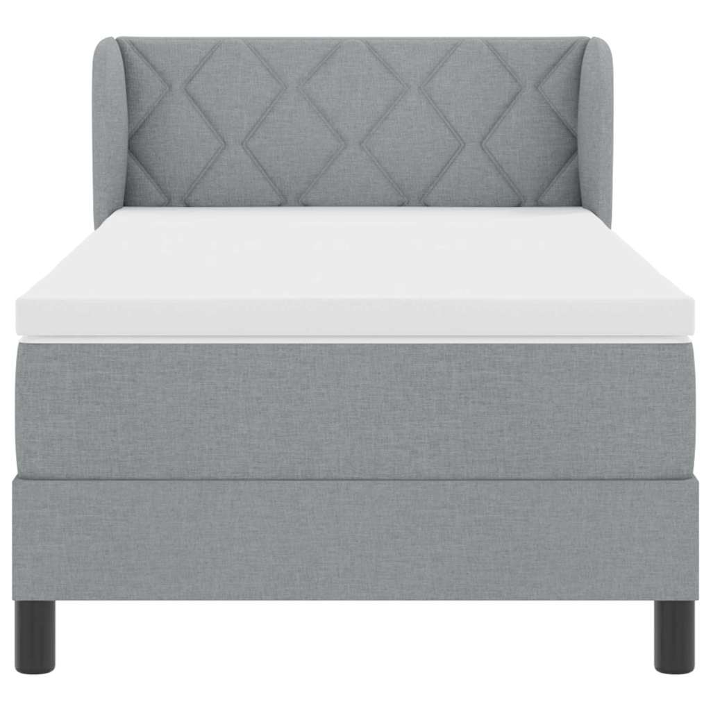 Postel S Boxspringem S Čelo Světle Šedá 90 X 190 Cm Textil