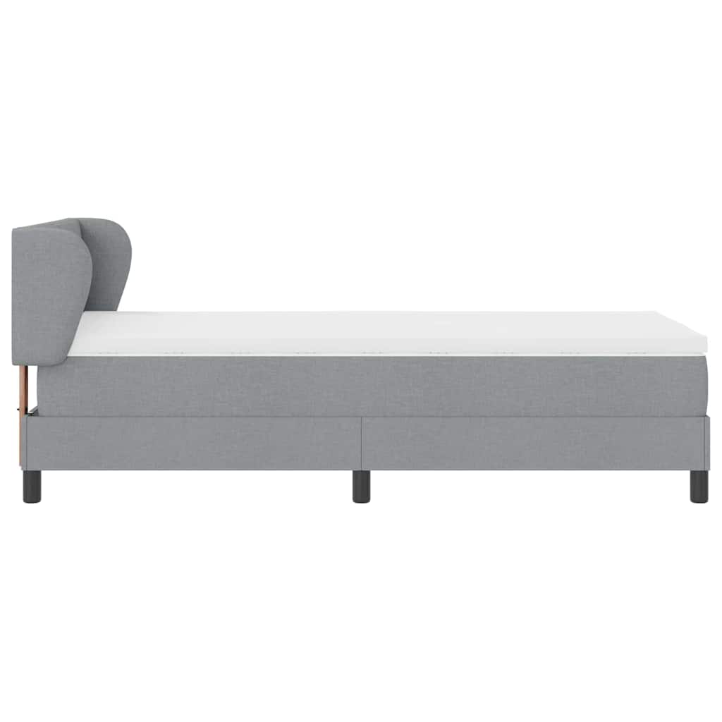 Postel S Boxspringem S Čelo Světle Šedá 90 X 190 Cm Textil