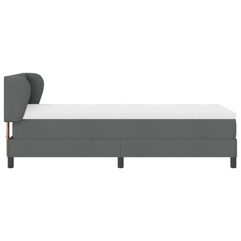 Postel S Boxspringem S Čelo Tmavě Šedá 90 X 190 Cm Textil