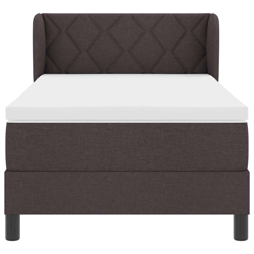 Postel S Boxspringem S Čelo Tmavě Hnědá 90 X 190 Cm Textil