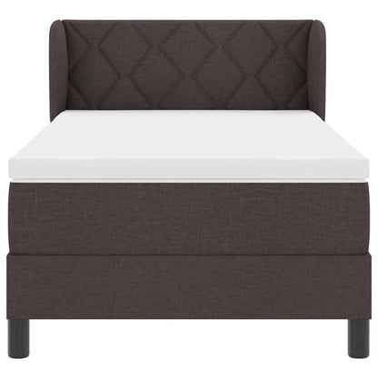 Postel S Boxspringem S Čelo Tmavě Hnědá 90 X 190 Cm Textil