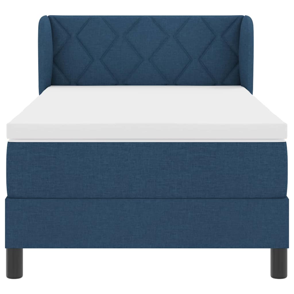 Postel S Boxspringem S Polštářem Modrá 90 X 190 Cm Textil