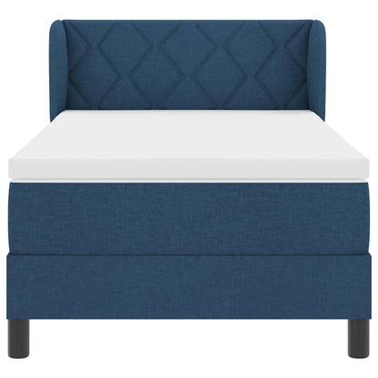 Postel S Boxspringem S Čelo Modrá 90 X 200 Cm Textil