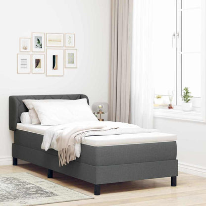 Postel S Boxspringem S Čelo Tmavě Šedá 100 X 200 Cm Textil