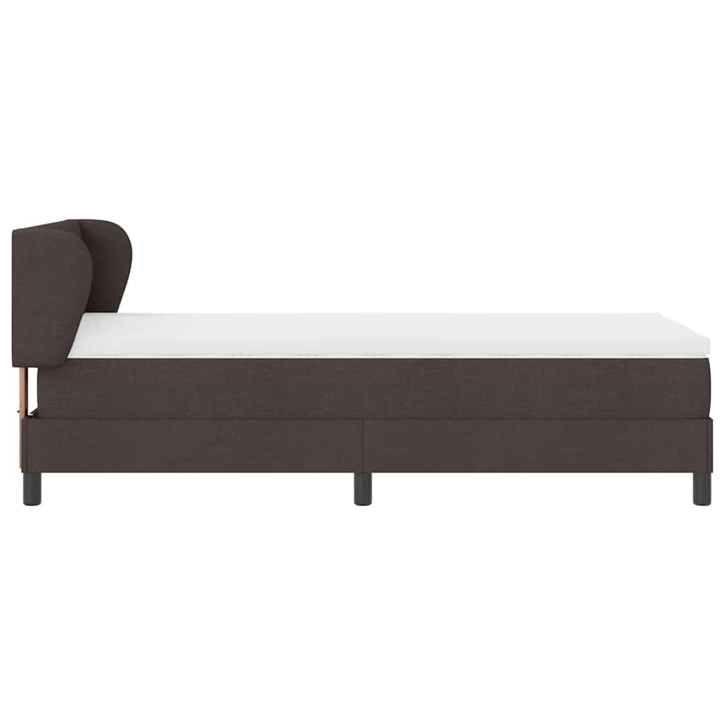 Postel S Boxspringem S Čelo Tmavě Hnědá 100 X 200 Cm Textil