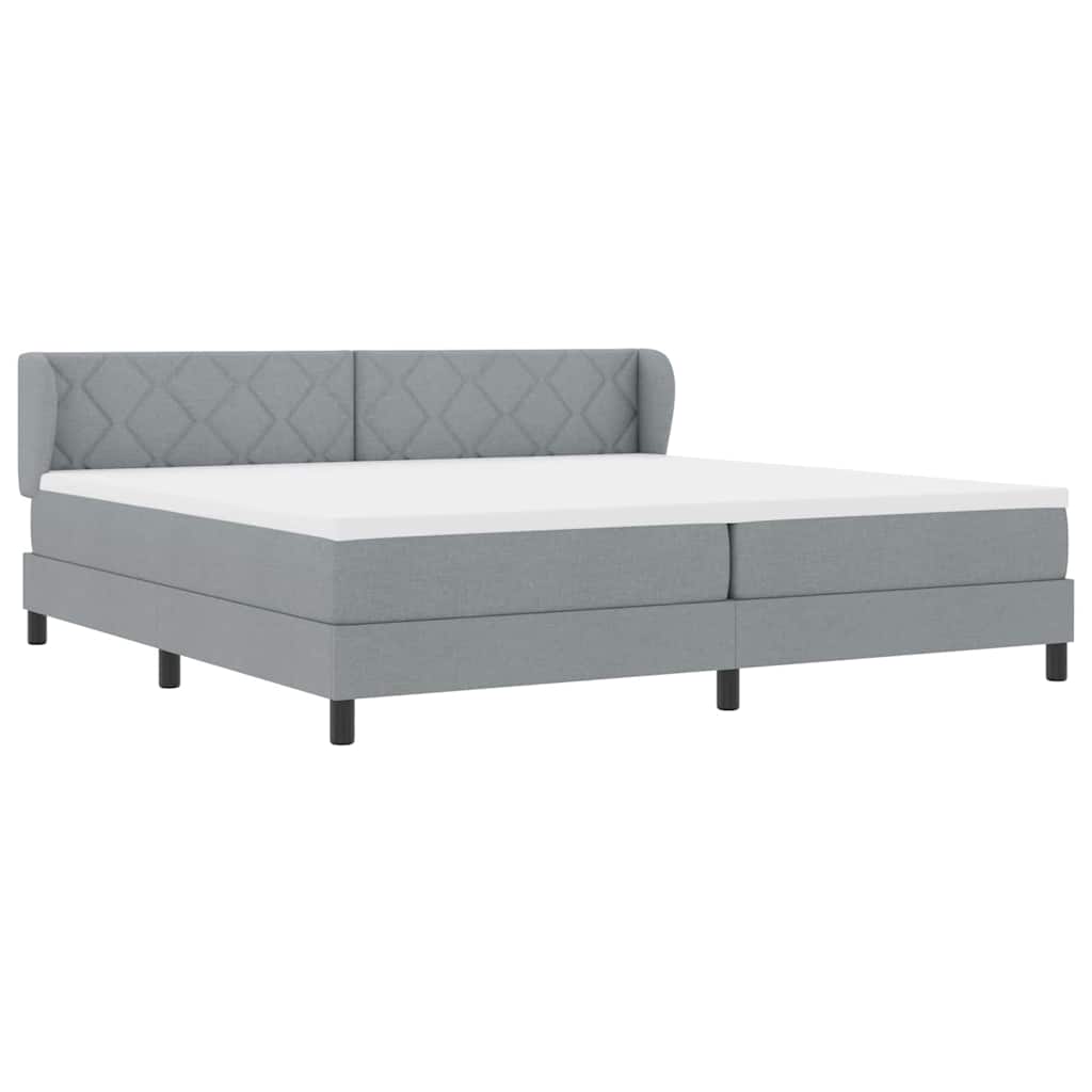 Postel S Boxspringem S Čelo Světle Šedá 200 X 200 Cm Textil