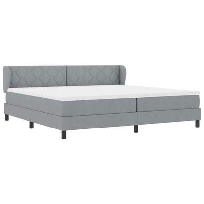 Postel S Boxspringem S Čelo Světle Šedá 200 X 200 Cm Textil