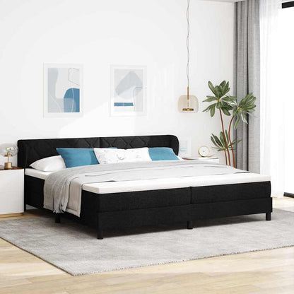 Postel S Boxspringem S Čelo Černá 200 X 200 Cm Textil