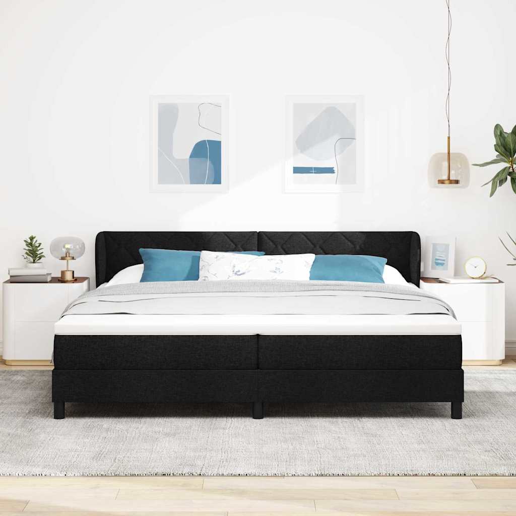 Postel S Boxspringem S Čelo Černá 200 X 200 Cm Textil