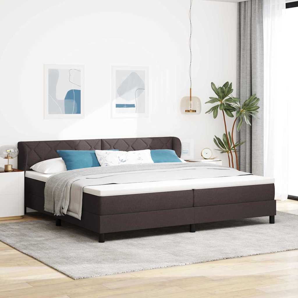 Postel S Boxspringem S Čelo Tmavě Hnědá 200 X 200 Cm Textil