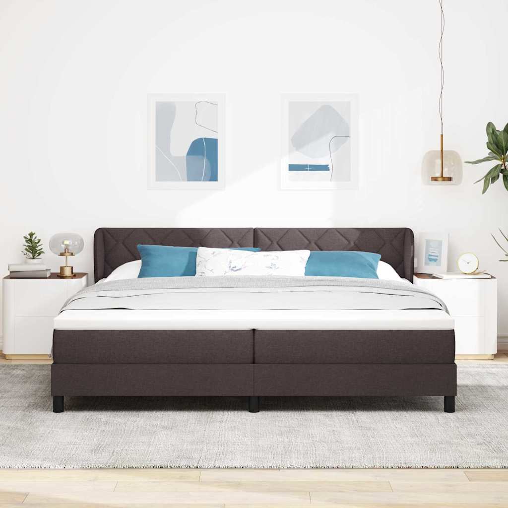 Postel S Boxspringem S Čelo Tmavě Hnědá 200 X 200 Cm Textil