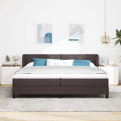 Postel S Boxspringem S Čelo Tmavě Hnědá 200 X 200 Cm Textil
