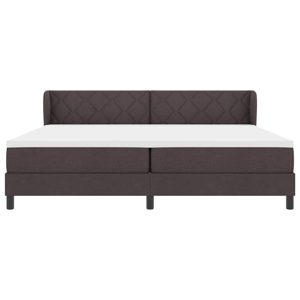 Postel S Boxspringem S Čelo Tmavě Hnědá 200 X 200 Cm Textil