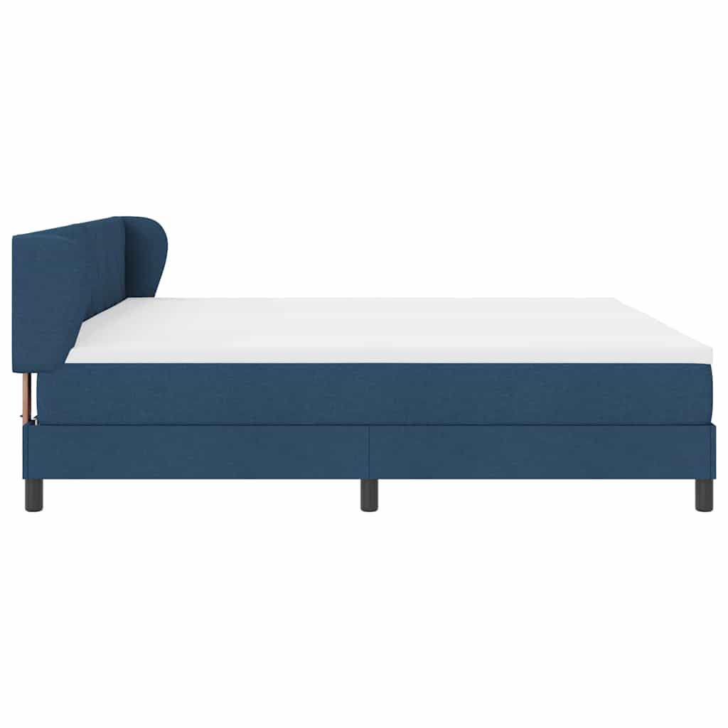 Postel S Boxspringem S Čelo Modrá 200 X 200 Cm Textil