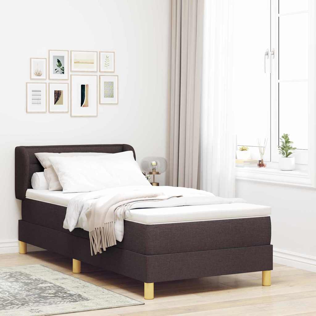 Postel S Boxspringem S Matrací Tmavě Hnědá 80 X 200 Cm Textil