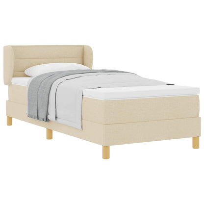 Postel S Boxspringem S Matrací Krémová 80 X 200 Cm Textil
