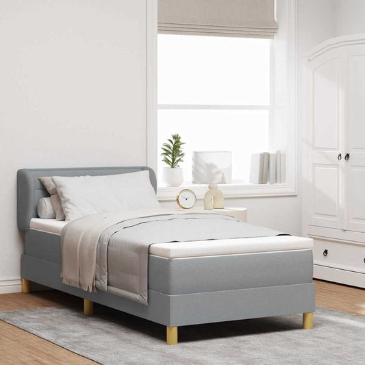 Postel S Boxspringem S Matrací Světle Šedá 90 X 190 Cm Textil