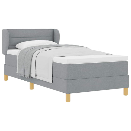 Postel S Boxspringem S Matrací Světle Šedá 90 X 190 Cm Textil