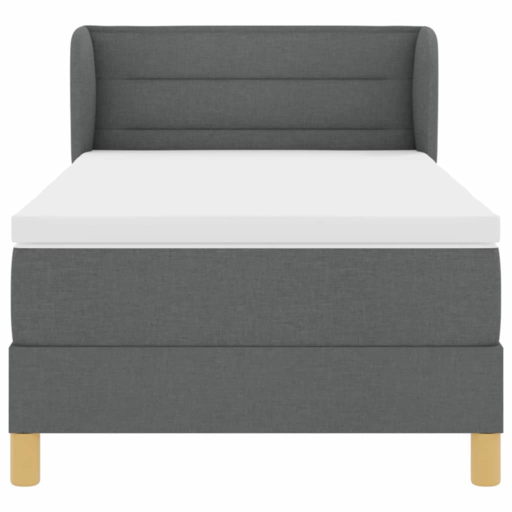 Postel S Boxspringem S Matrací Tmavě Šedá 90 X 190 Cm Textil
