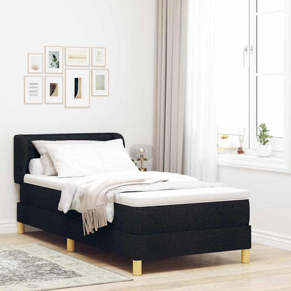 Postel S Boxspringem S Matrací S Čelo Černá 90 X 190 Cm Textil