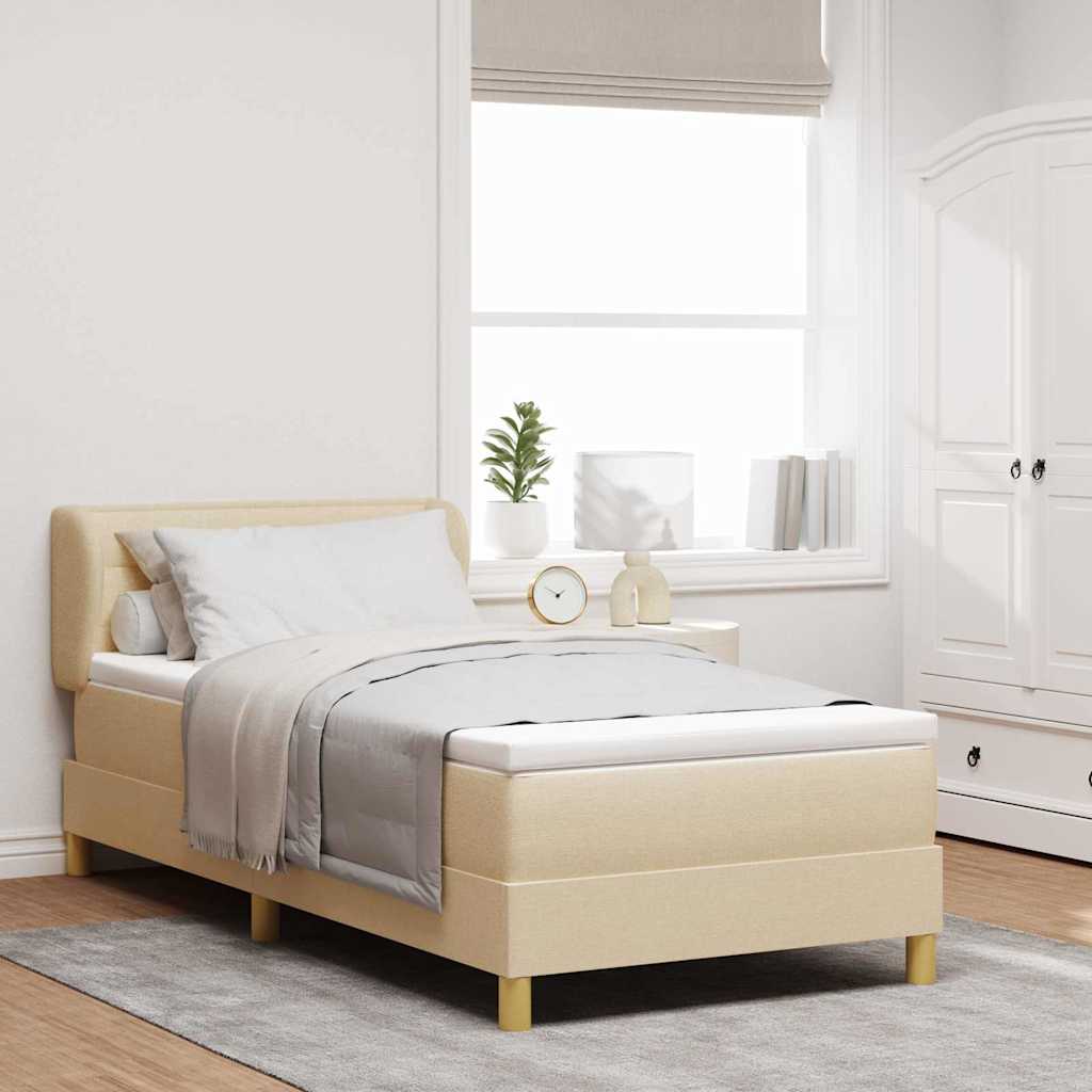Postel S Boxspringem S Matrací Krémová 100 X 200 Cm Textil