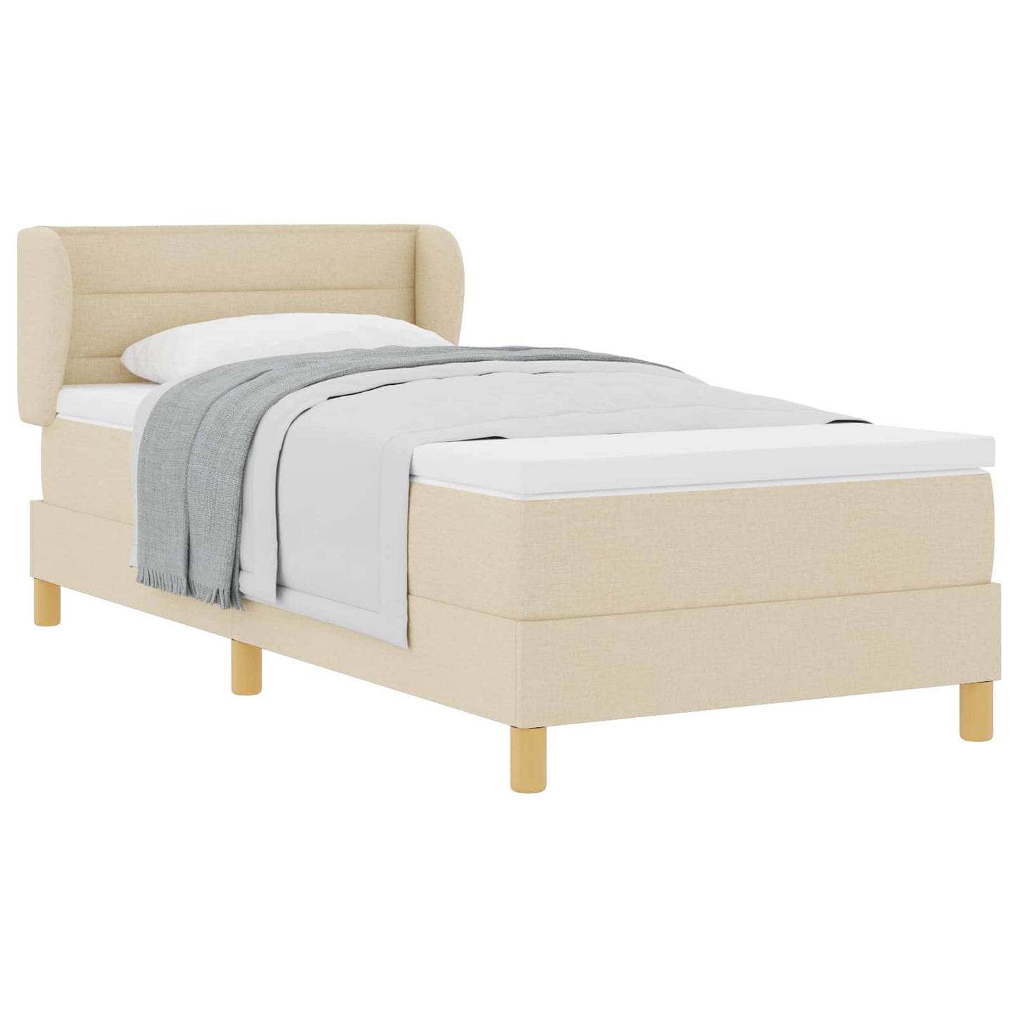 Postel S Boxspringem S Matrací Krémová 100 X 200 Cm Textil