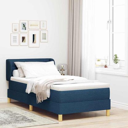 Postel S Boxspringem S Matrací S Čelo Modrá 100 X 200 Cm Textil