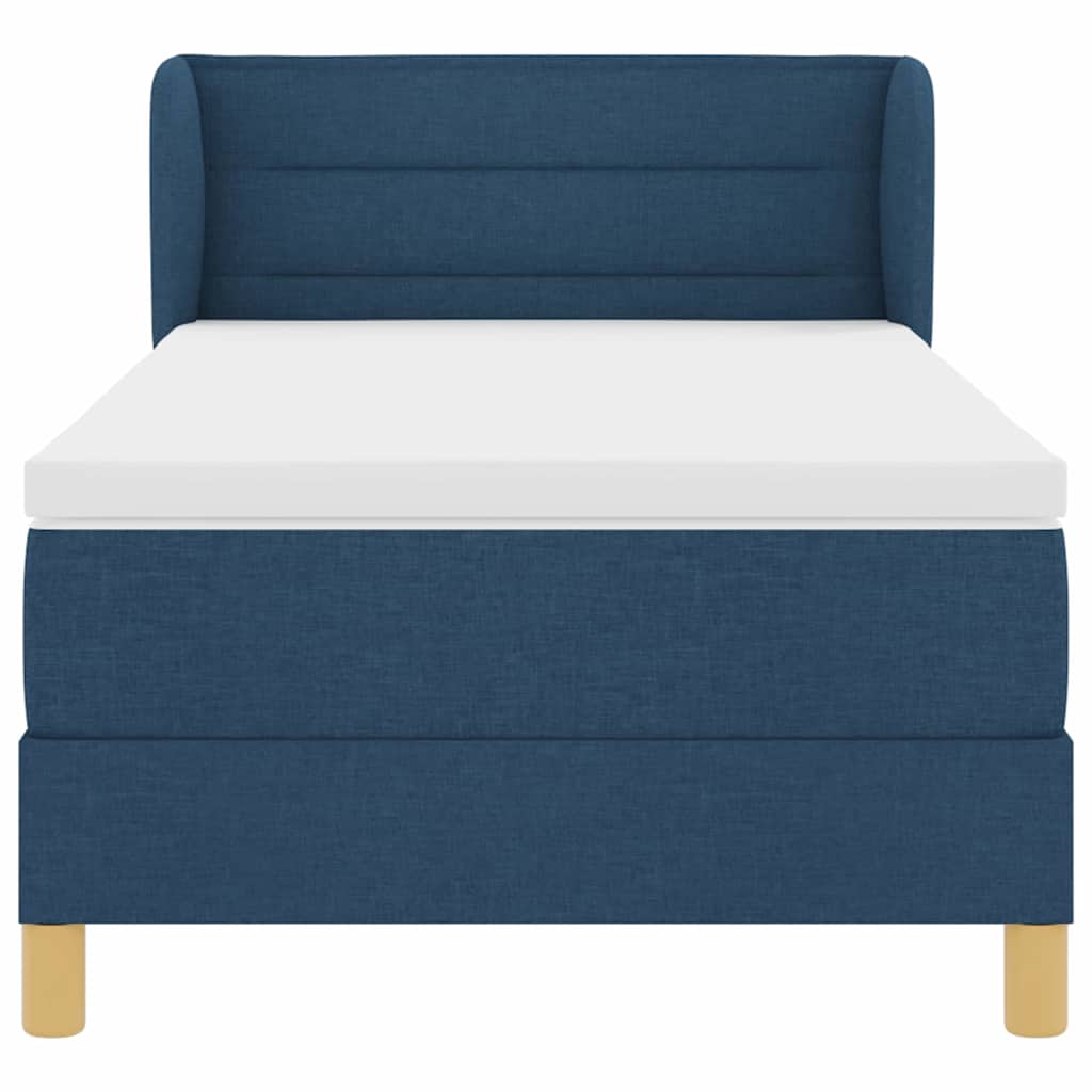 Postel S Boxspringem S Matrací S Čelo Modrá 100 X 200 Cm Textil