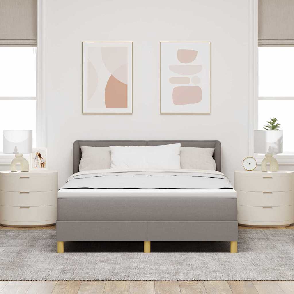 Postel S Boxspringem S Matrací S Čelo Taupe 140 X 190 Cm Textil