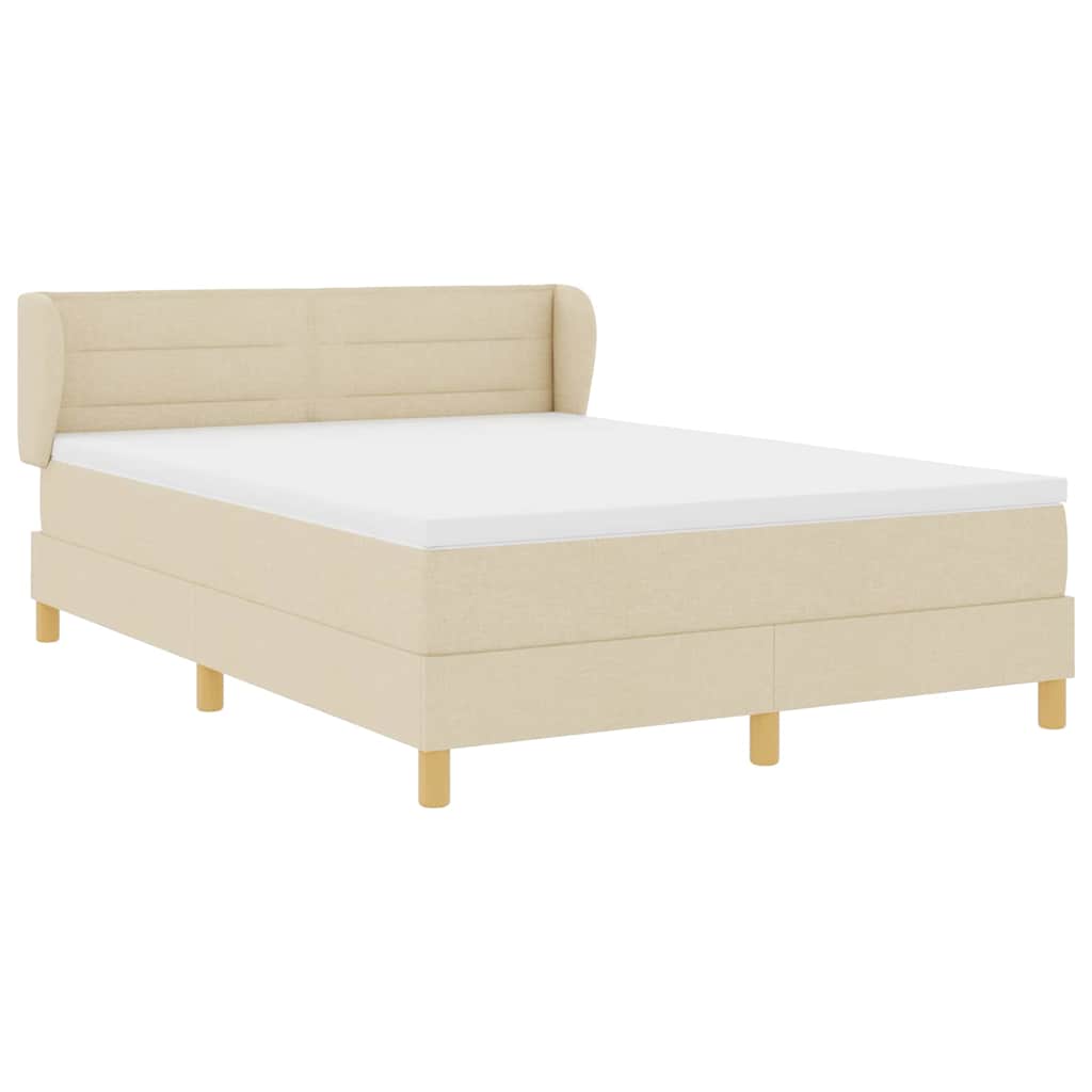 Postel S Boxspringem S Matrací Krémová 140 X 190 Cm Textil