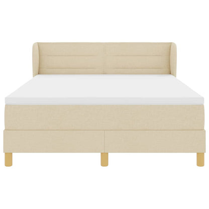 Postel S Boxspringem S Matrací Krémová 140 X 190 Cm Textil