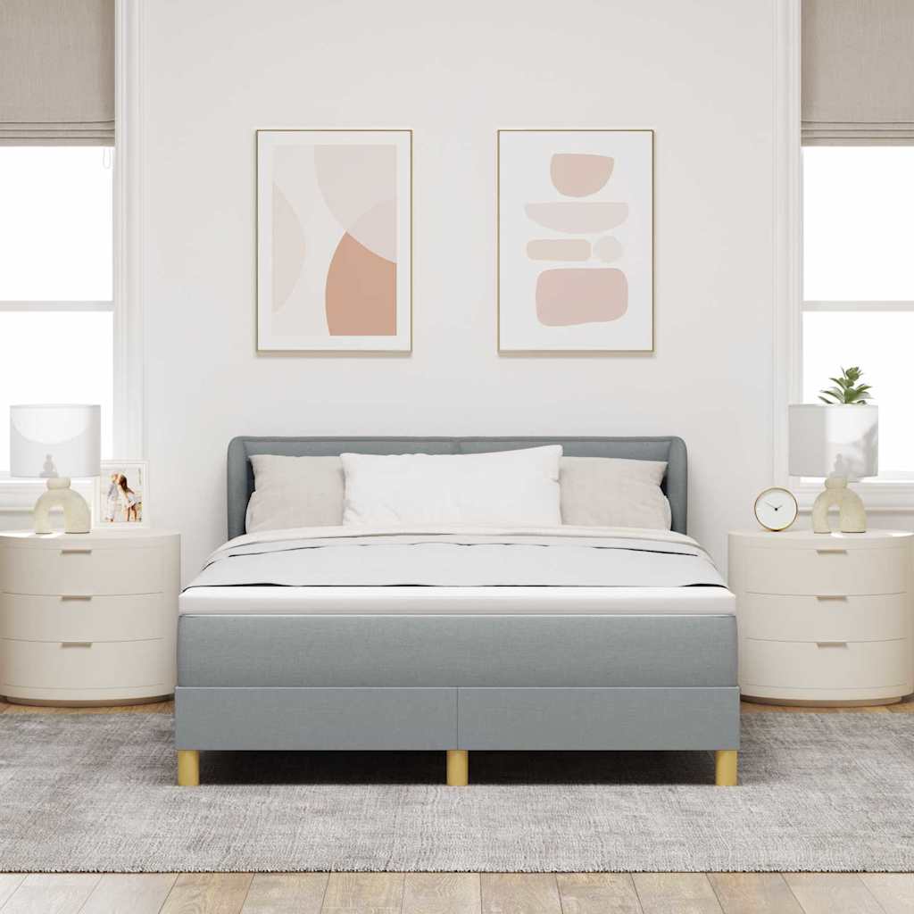 Postel S Boxspringem S Matrací Světle Šedá 140 X 200 Cm Textil