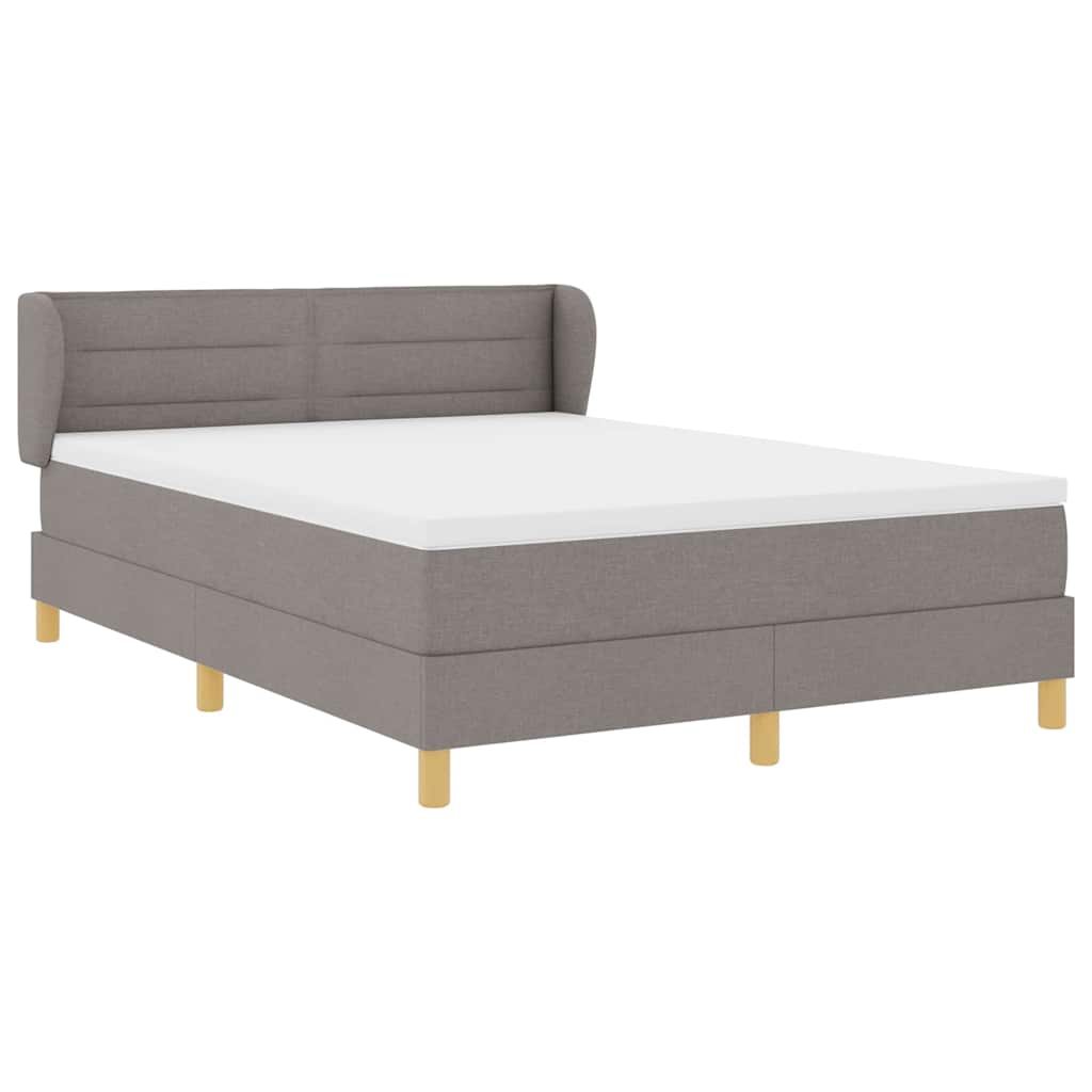Postel S Boxspringem S Matrací S Čelo Taupe 140 X 200 Cm Textil