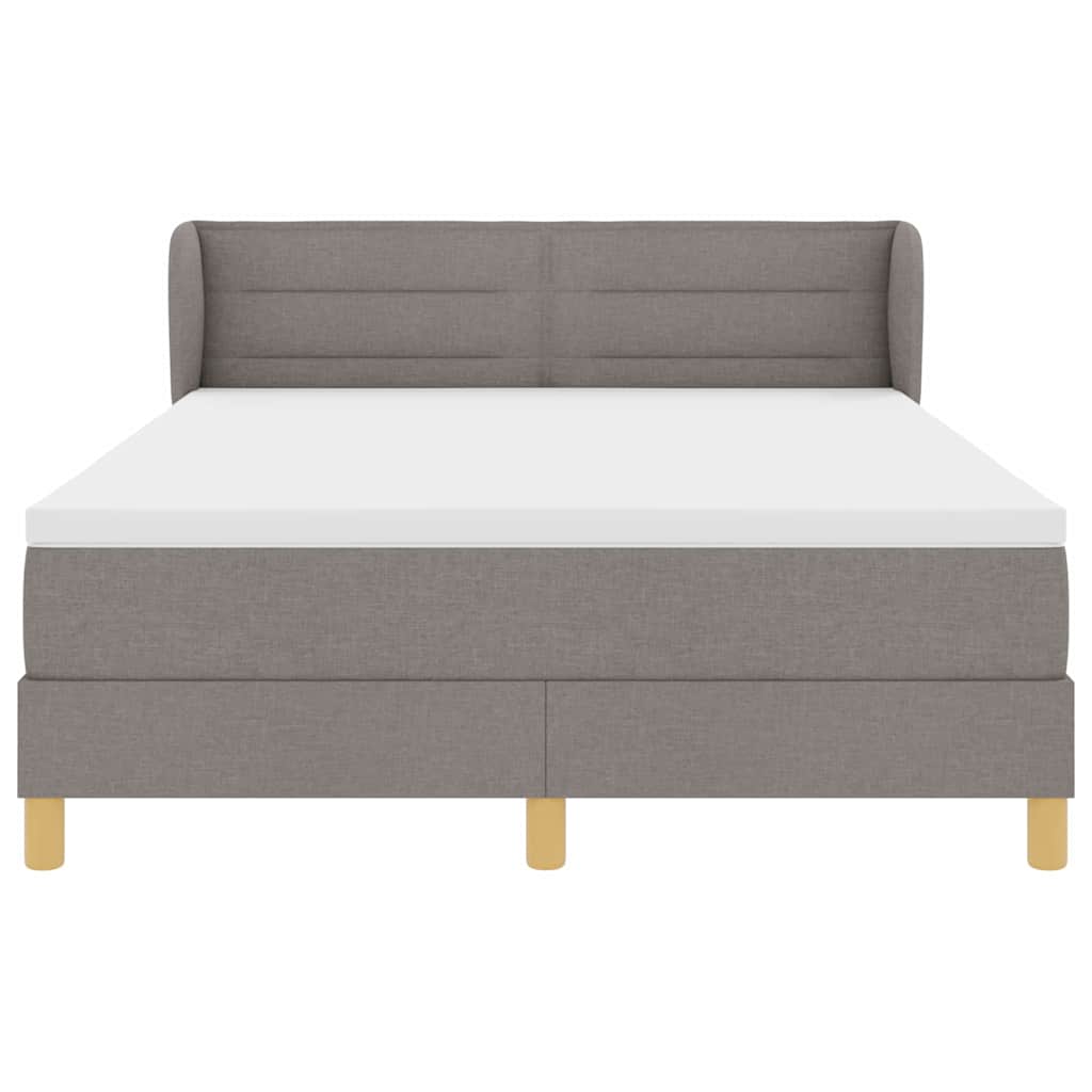 Postel S Boxspringem S Matrací S Čelo Taupe 140 X 200 Cm Textil