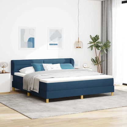 Postel S Boxspringem S Matrací S Čelo Modrá 180 X 200 Cm Textil