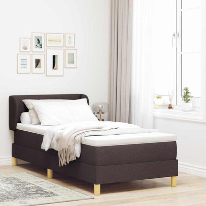 Postel S Boxspringem S Čelo Tmavě Hnědá 80 X 200 Cm Textil