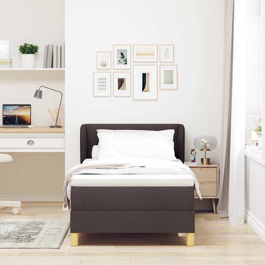 Postel S Boxspringem S Čelo Tmavě Hnědá 80 X 200 Cm Textil