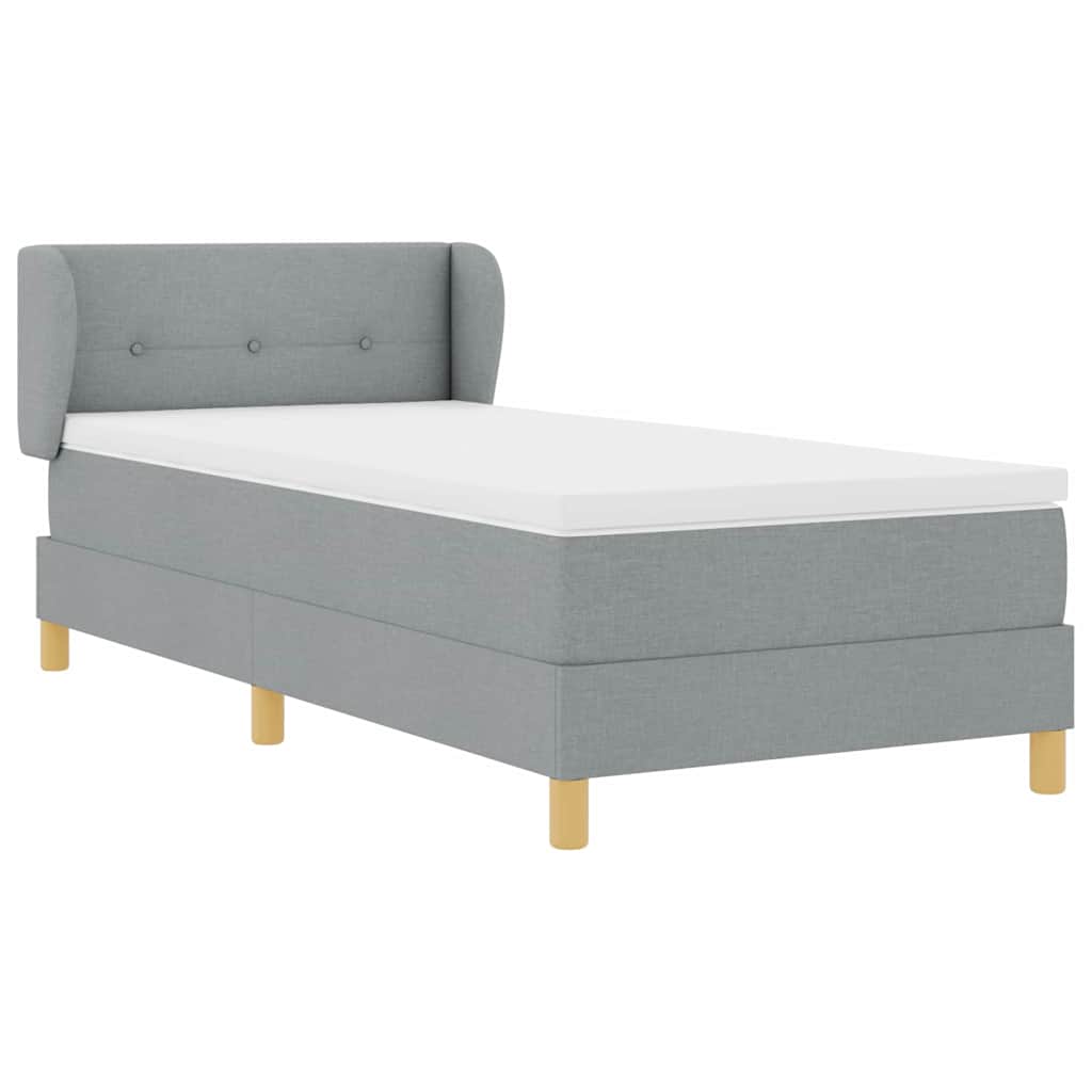 Postel S Boxspringem S Čelo Světle Šedá 90 X 190 Cm Textil